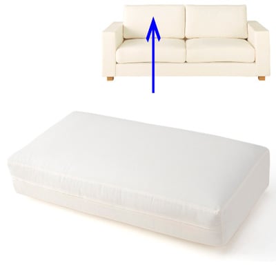 【パーツ】ソファ本体（９７～）用背クッション・側生地付き２．５シーター用・１個