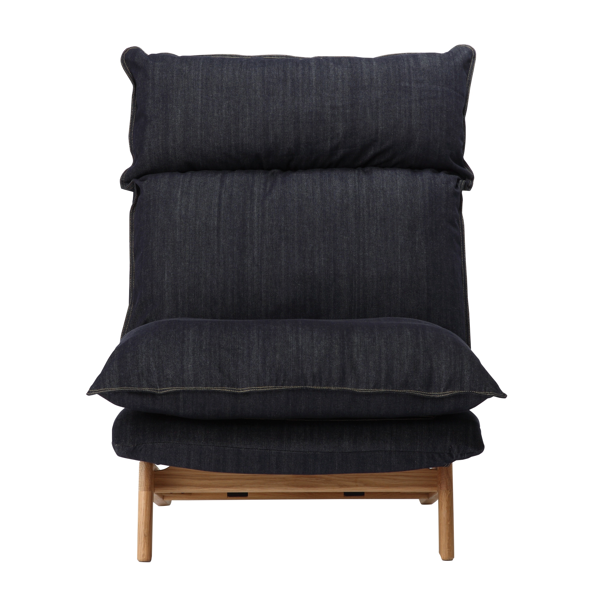 綿デニムハイバックリクライニングソファ・１シーター用カバー／ネイビー