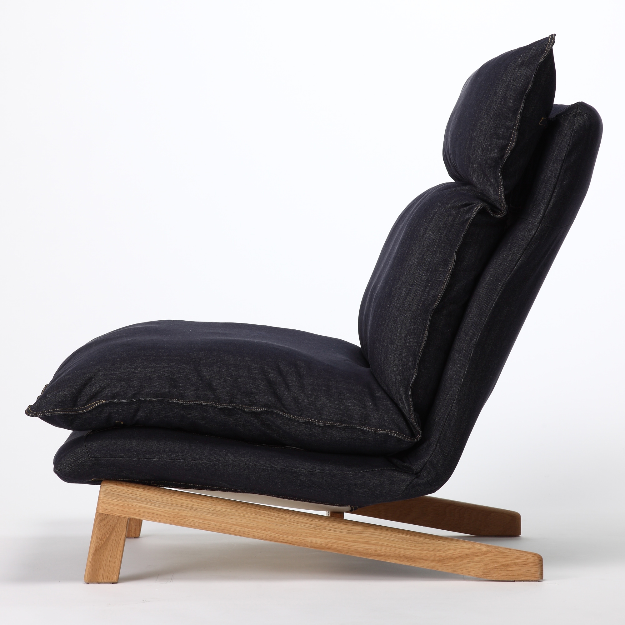 綿デニムハイバックリクライニングソファ・１シーター用カバー／ネイビー