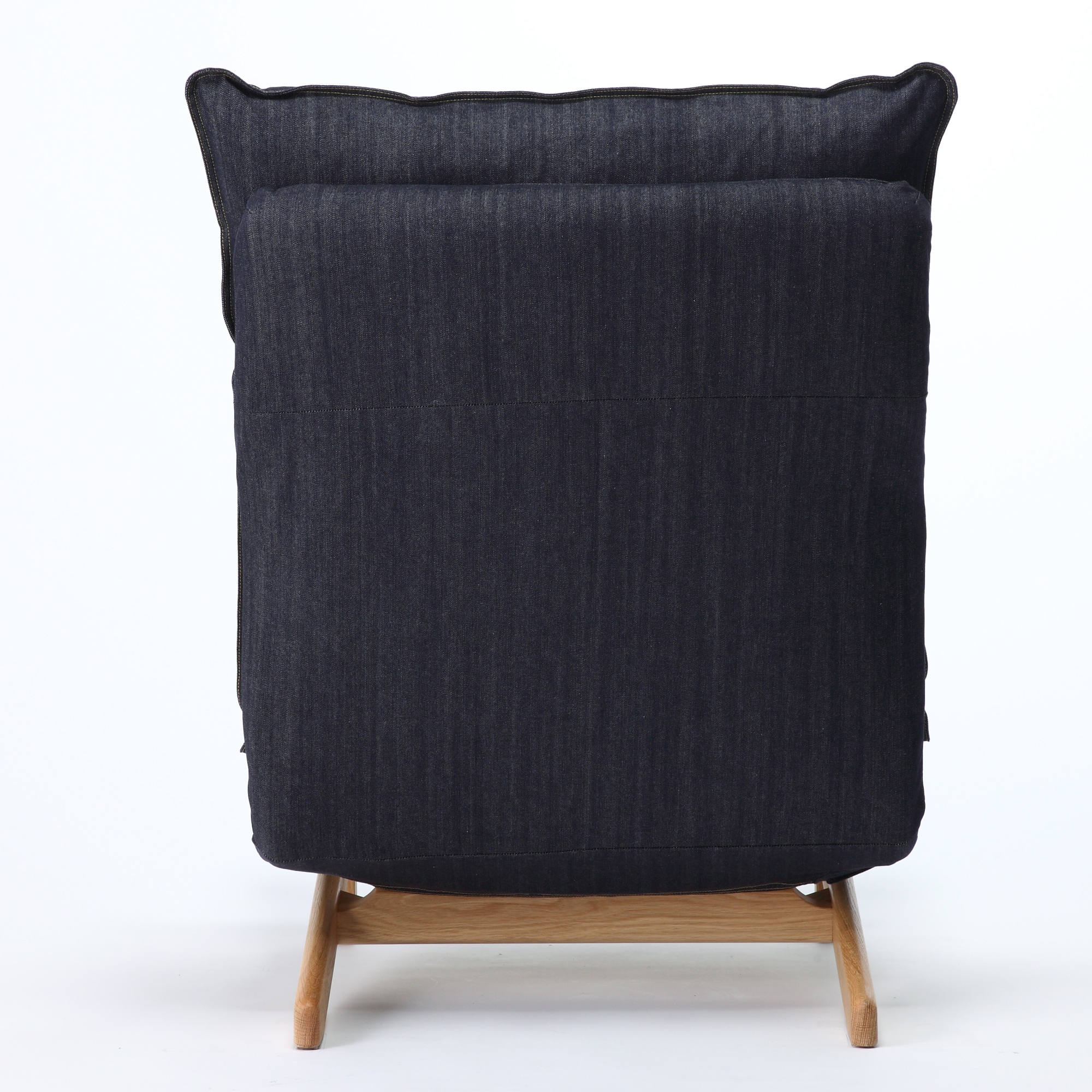 綿デニムハイバックリクライニングソファ・１シーター用カバー／ネイビー