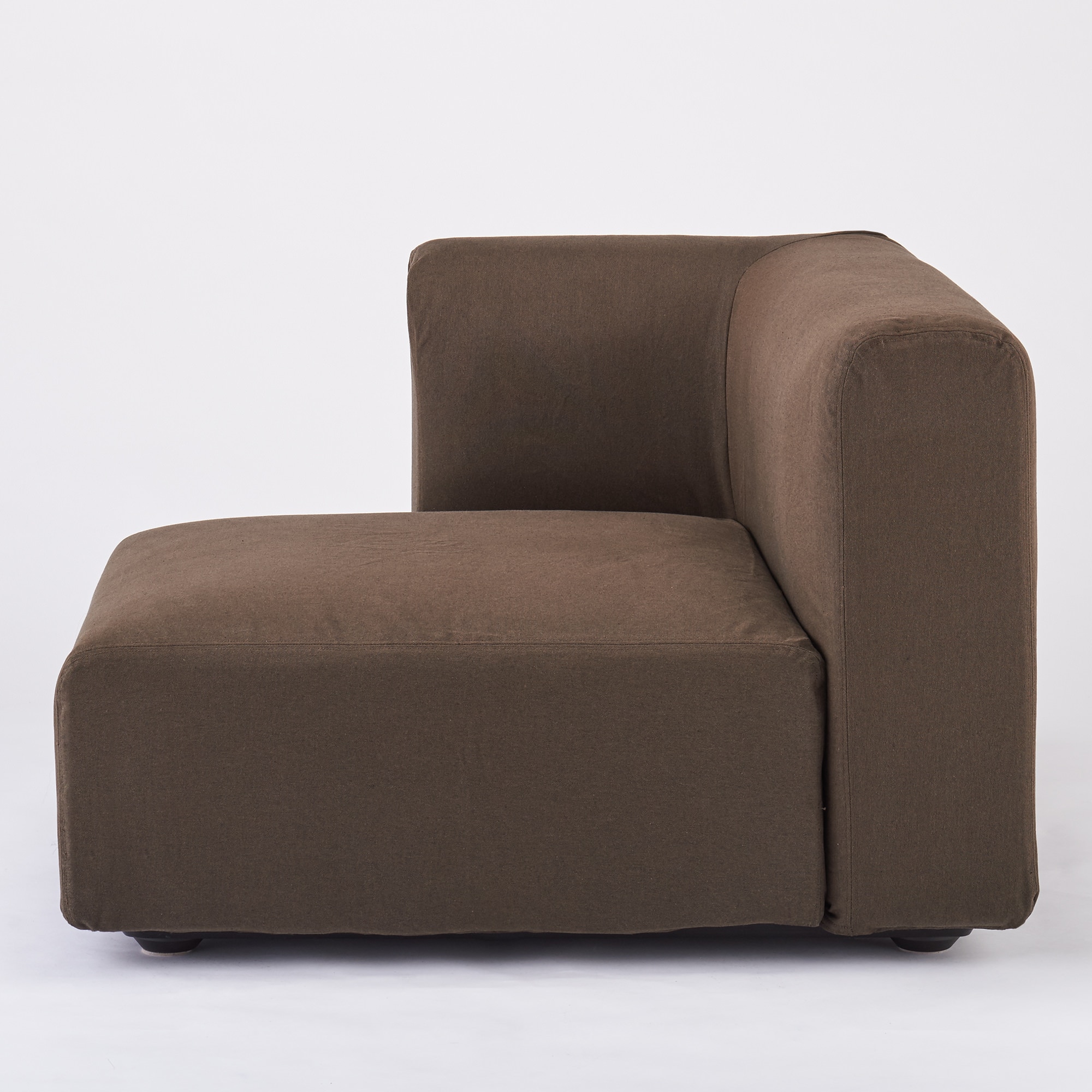 綿平織ユニットソファ・ハーフアーム・大（右）用カバー／ダークブラウン