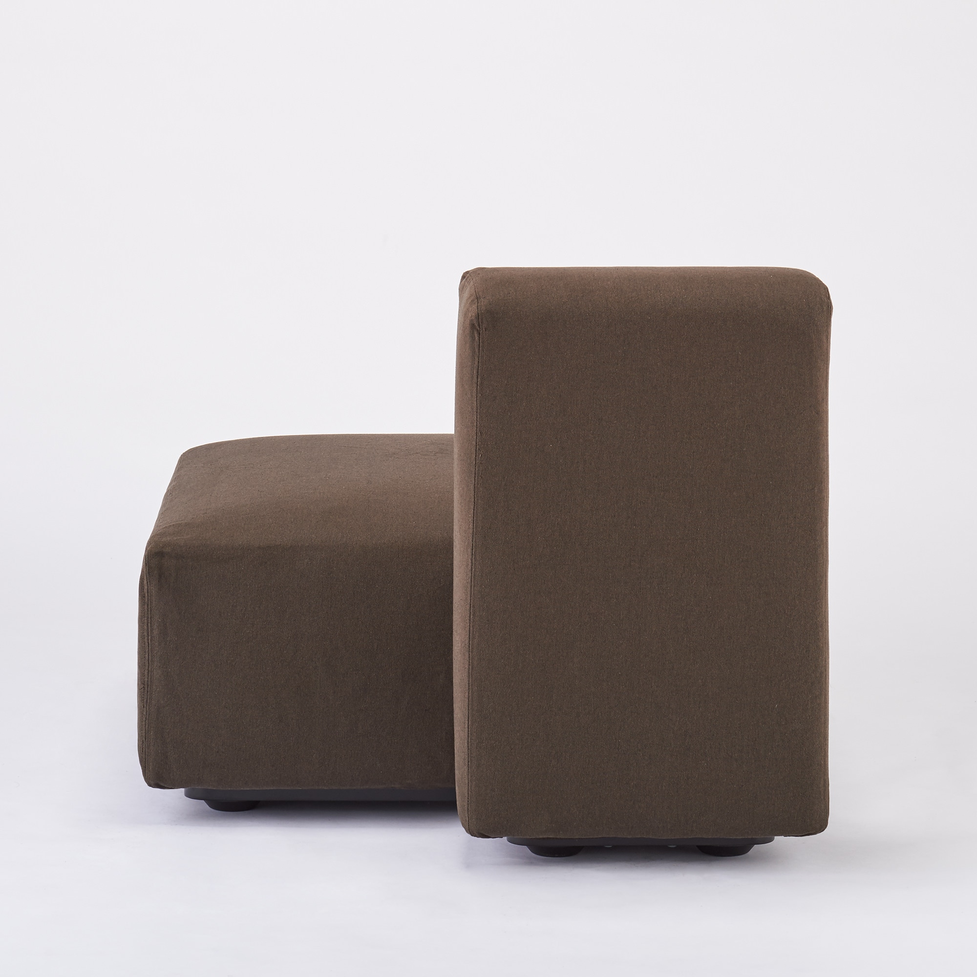 綿平織ユニットソファ・ハーフバックレスト・大用カバー／ダークブラウン