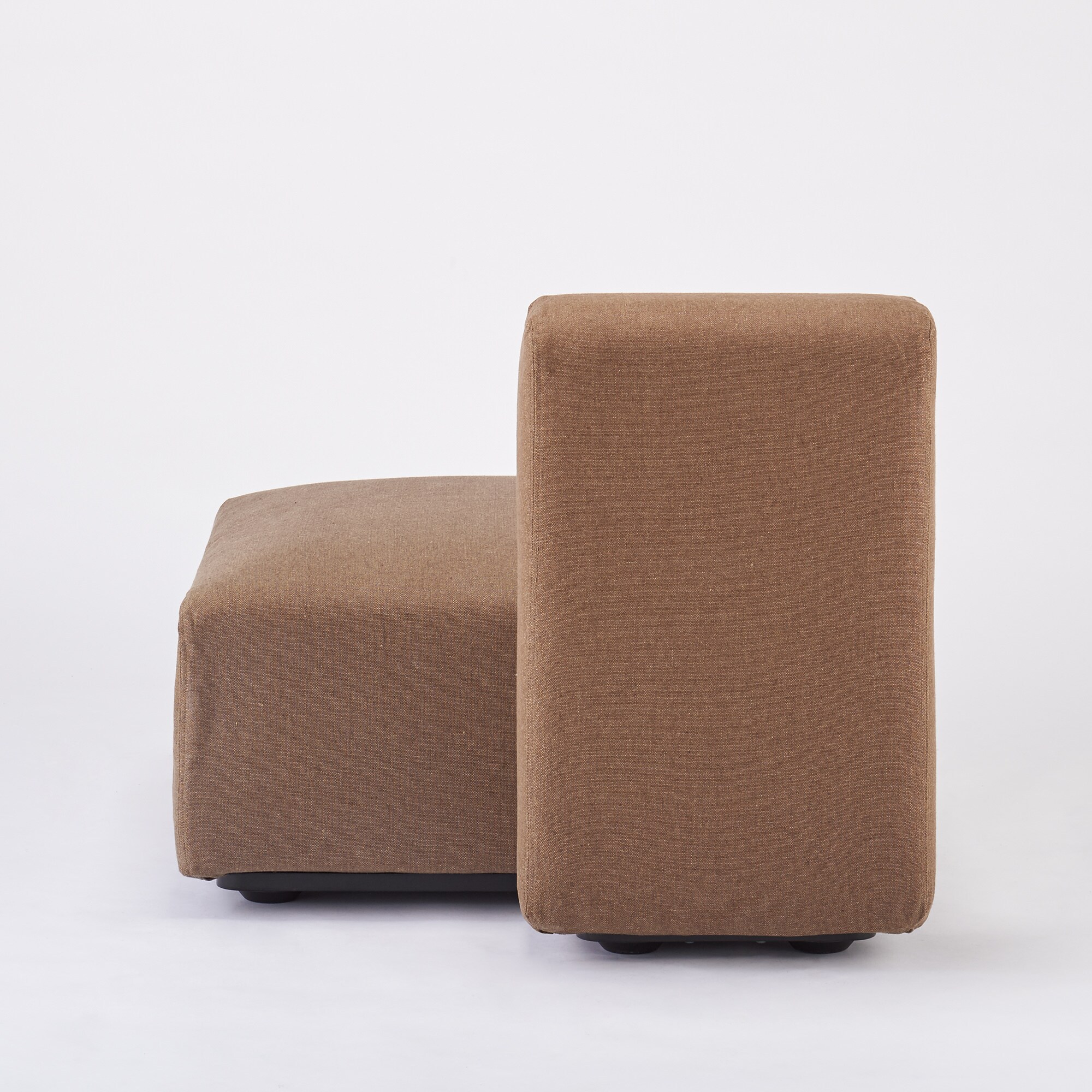 麻綿平織ユニットソファ・ハーフバックレスト・大用カバー／ブラウン