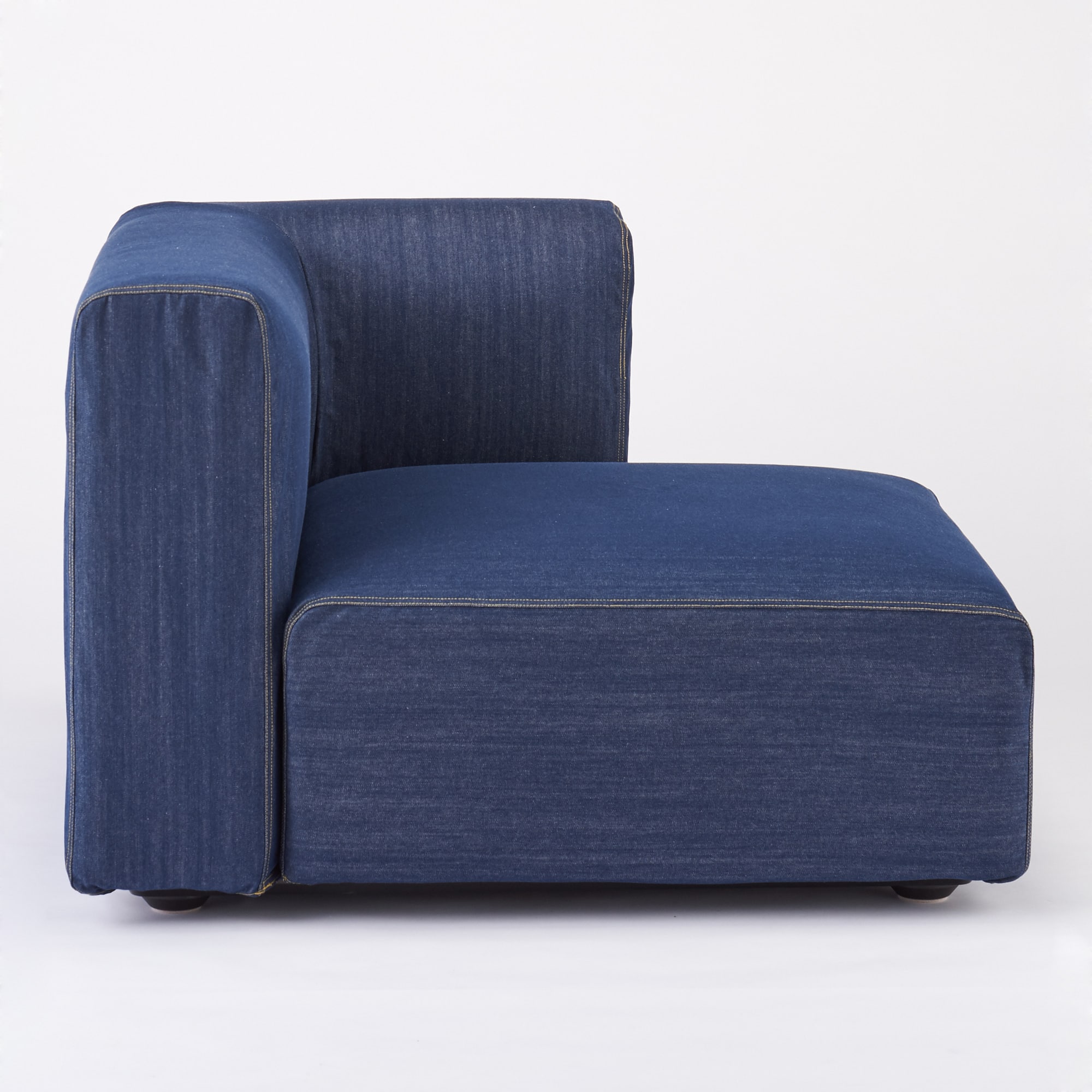 綿デニムユニットソファ・ハーフアーム・大（左）用カバー／ブルー