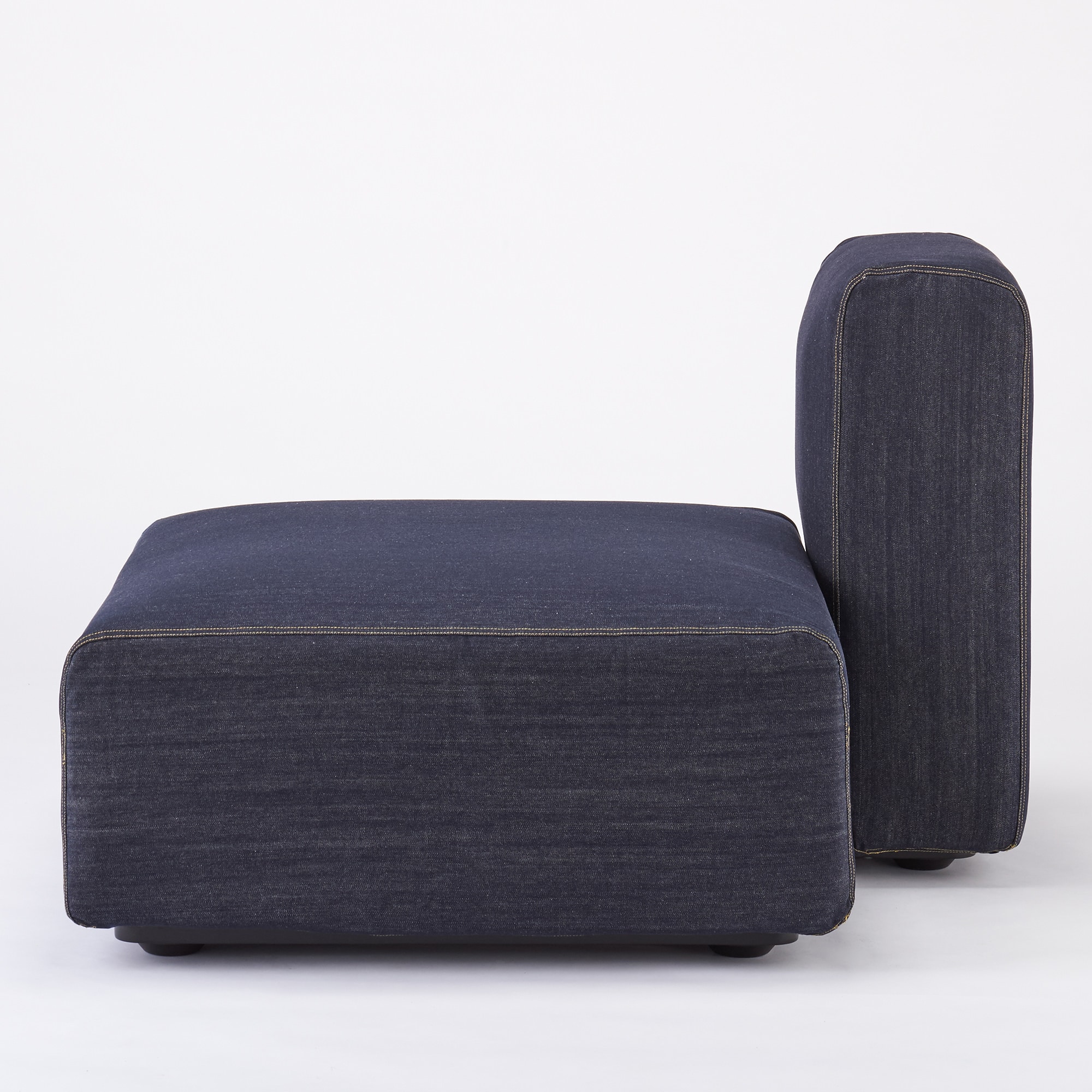 綿デニムユニットソファ・ハーフバックレスト・大用カバー／ネイビー