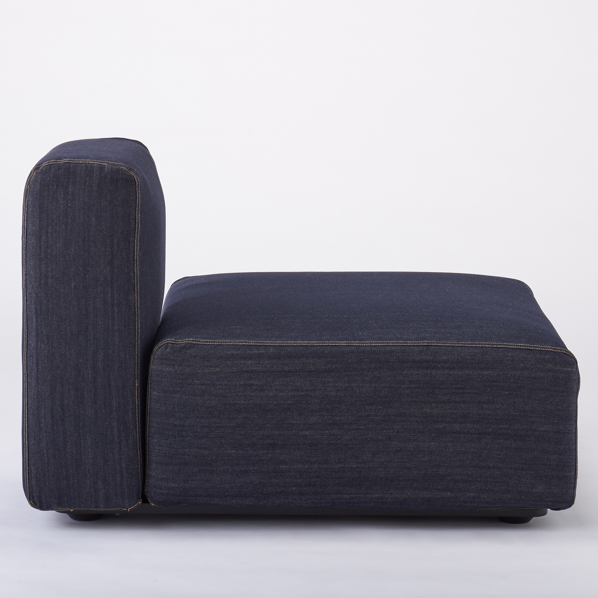 綿デニムユニットソファ・ハーフバックレスト・大用カバー／ネイビー