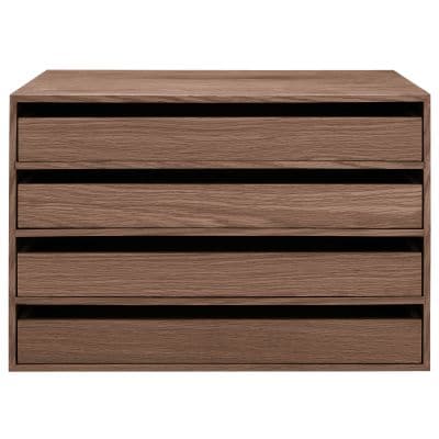 木製収納ケース 引出式 ４段 ワイド ウォールナット材 約幅５２ 奥行３７ 高さ３４ ５ｃｍ シェルフ 棚 ラック 通販 無印良品