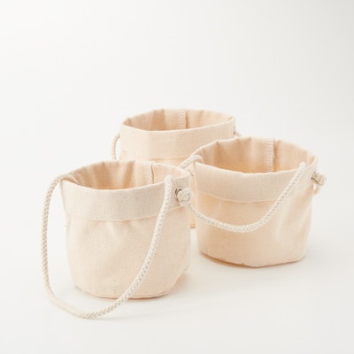 吊りさげるプランターカバー　３連・帆布