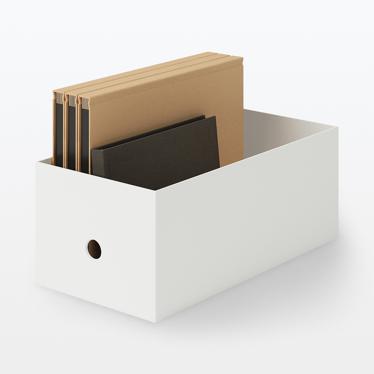ポリプロピレンファイルボックス・スタンダードワイド・ホワイトグレー・１／２ 約幅１５×奥行３２×高さ１２ｃｍ | ファイルボックス 通販 | 無印良品