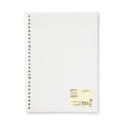 【Ｂ５】植林木ペーパー裏うつりしにくいルーズリーフ　５ｍｍ方眼・２６穴・１００枚