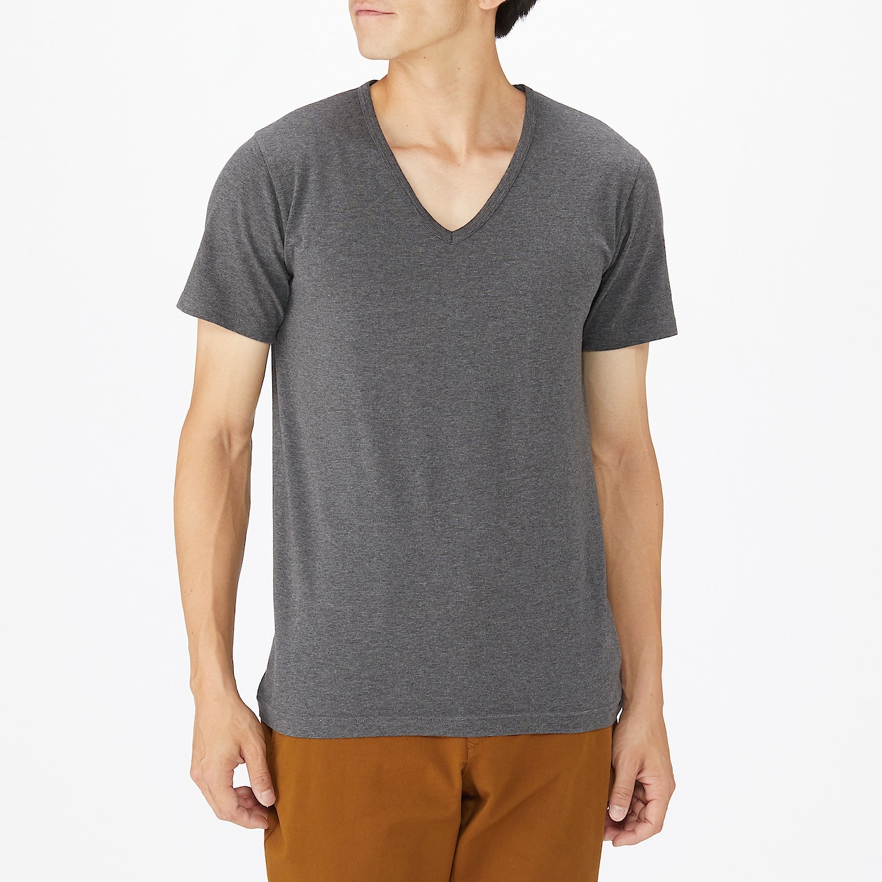 綿であったかｖネック半袖ｔシャツ 紳士ｘｓ チャコールグレー あったかインナー 紳士 メンズ 通販 無印良品