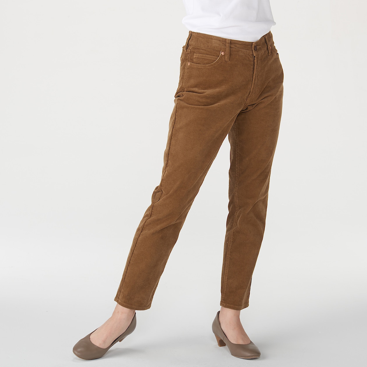 オーガニックコットン混ストレッチコーデュロイボーイフィットパンツ 婦人２２ ５６ｃｍ キャメル アウトレット 婦人 マタニティ ボトムス 通販 無印良品