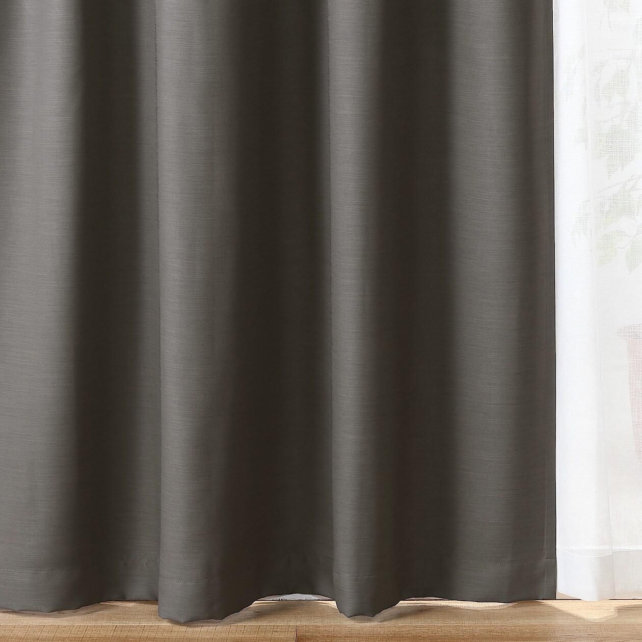 ポリエステル二浴染 防炎 遮光性 ノンプリーツカーテン グレー 幅５１ １００ 丈２０ １５０ｃｍ ノンプリーツカーテン 通販 無印良品