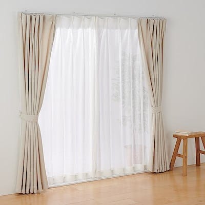 麻ボイルプリーツカーテン／オフ白