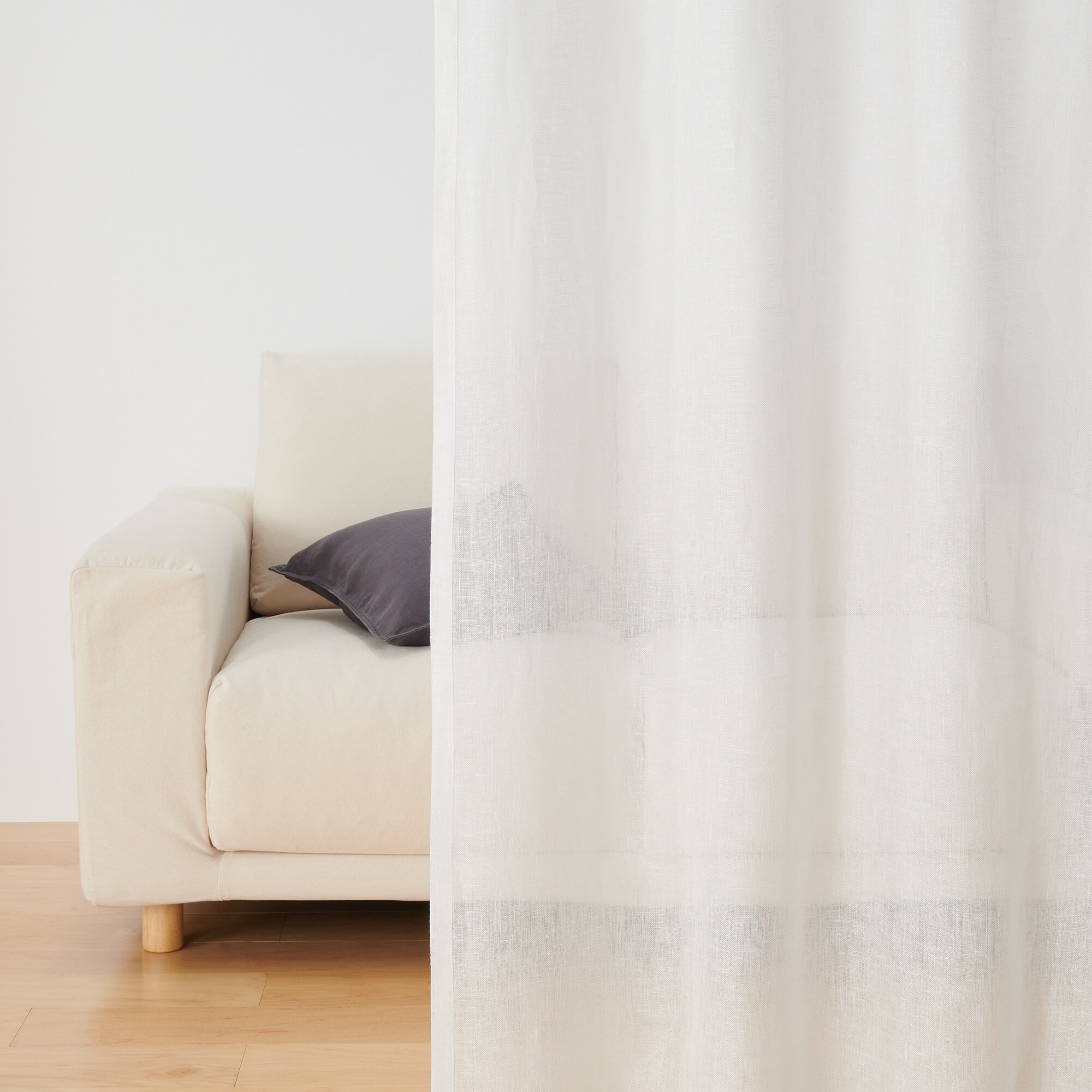 麻ボイルノンプリーツカーテン／オフ白