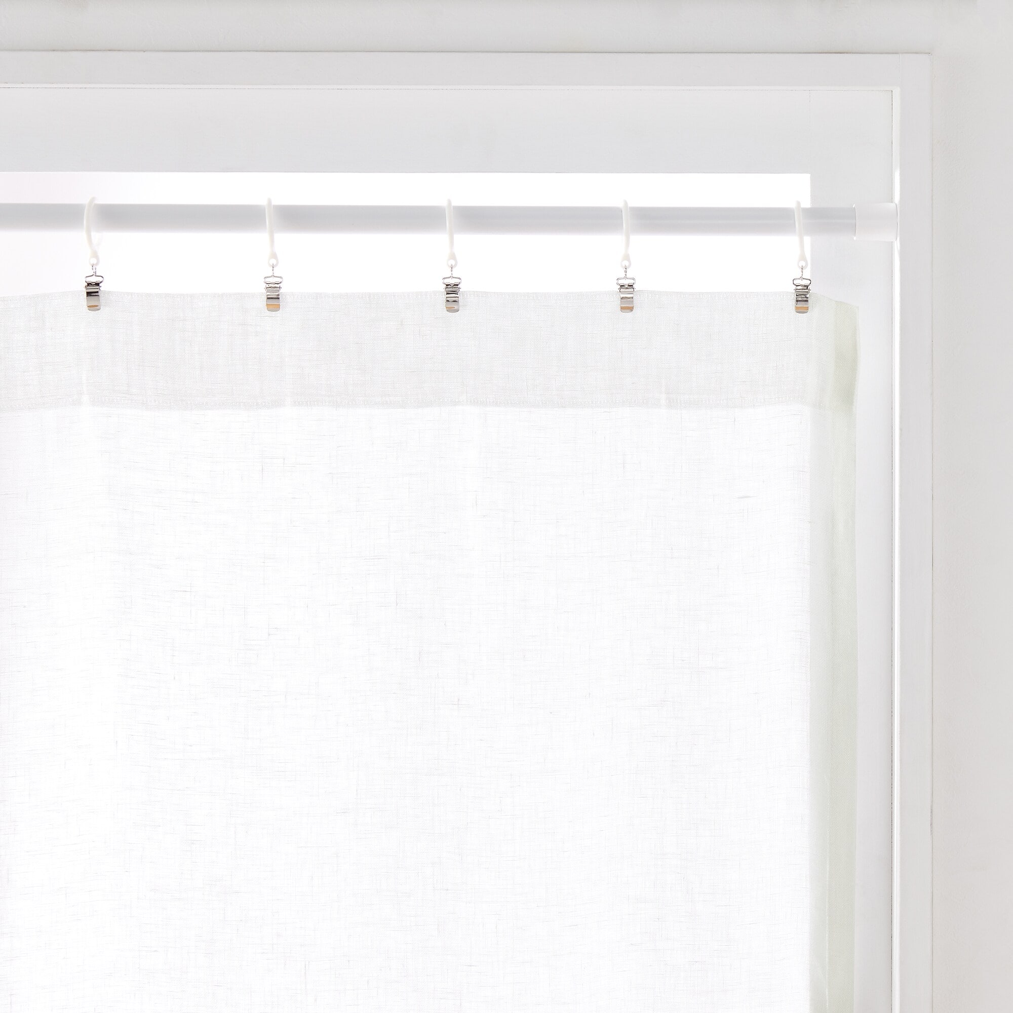 麻ボイルノンプリーツカーテン／オフ白