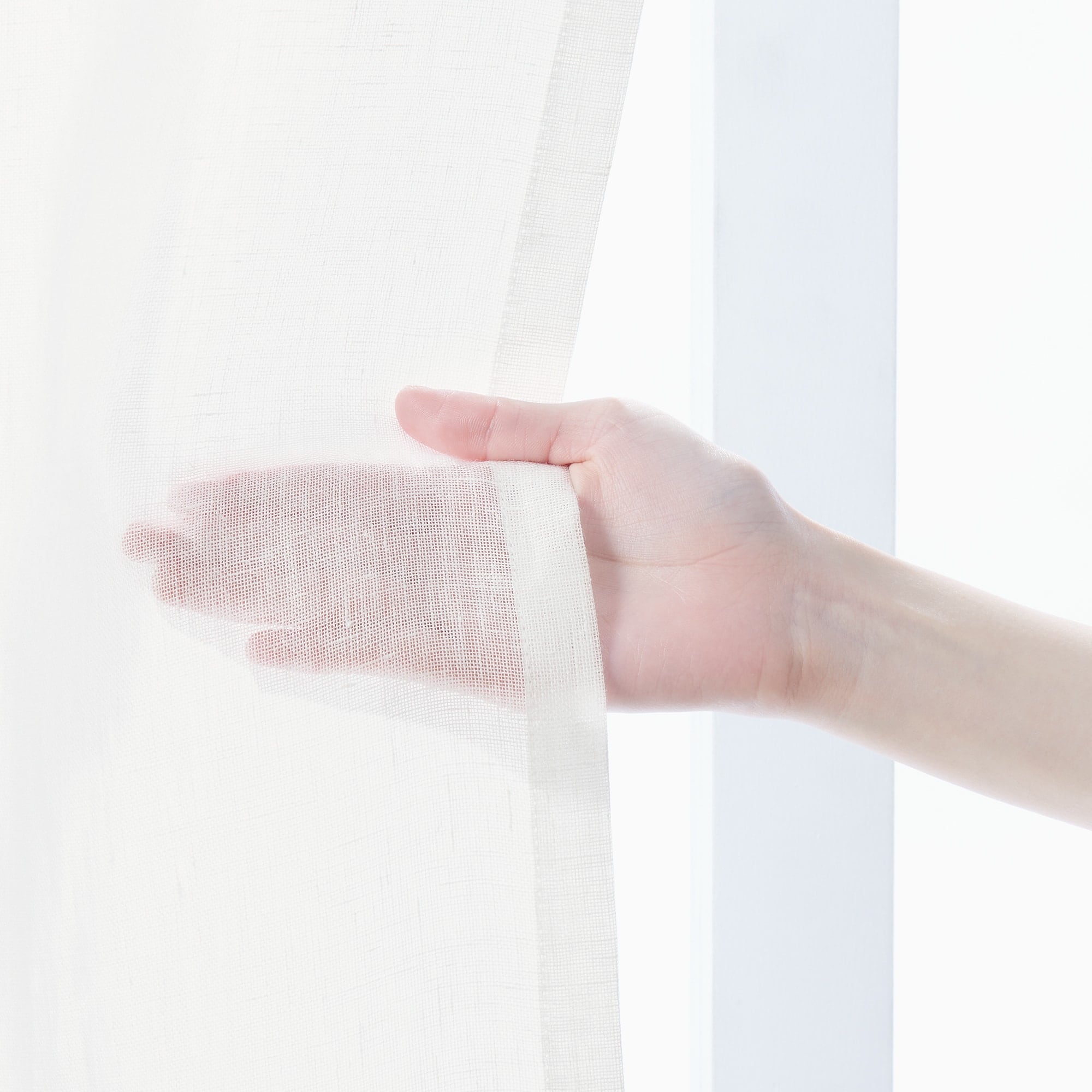 麻ボイルノンプリーツカーテン／オフ白 | 無印良品