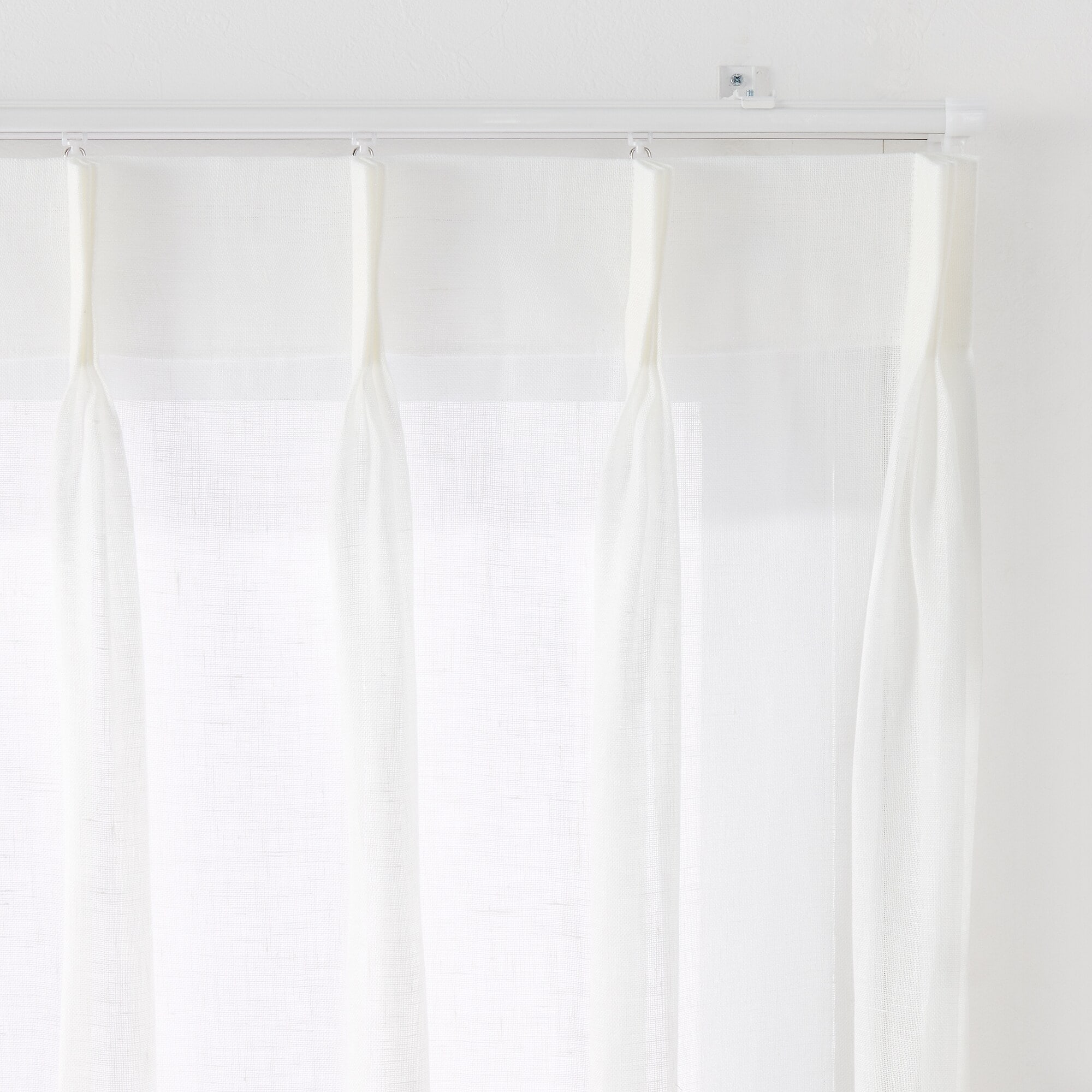 麻ボイルプリーツカーテン２倍ヒダ／オフ白