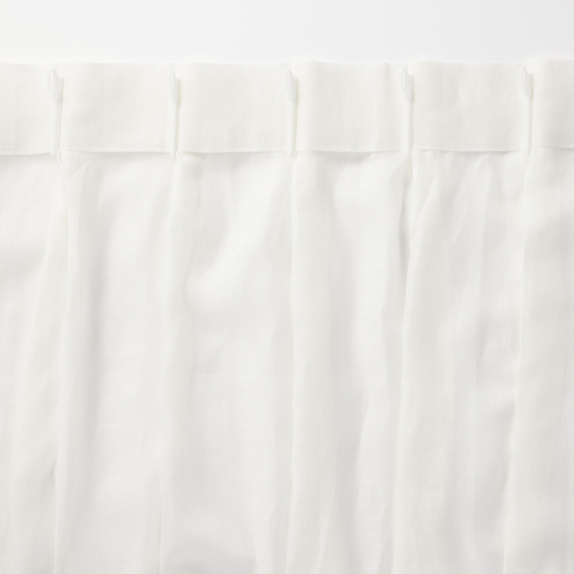 麻ボイルプリーツカーテン２倍ヒダ／オフ白