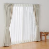 麻ボイルプリーツカーテン２倍ヒダ／オフ白