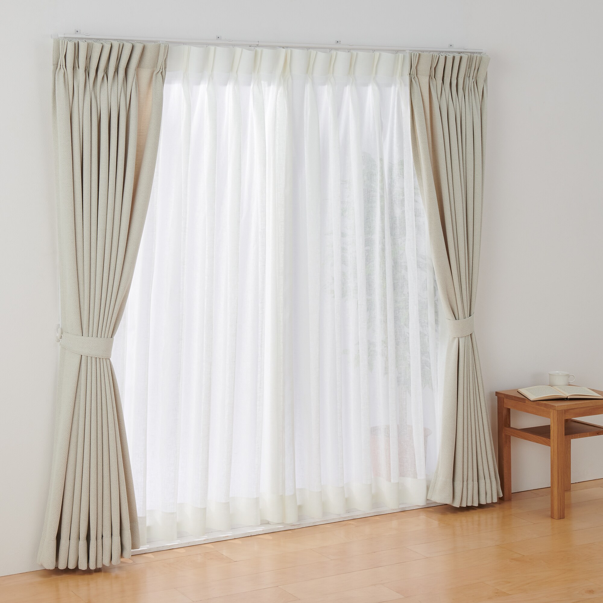 無印良品 プリーツカーテン2点 オフ白 100x198cm 無印良品プリーツ