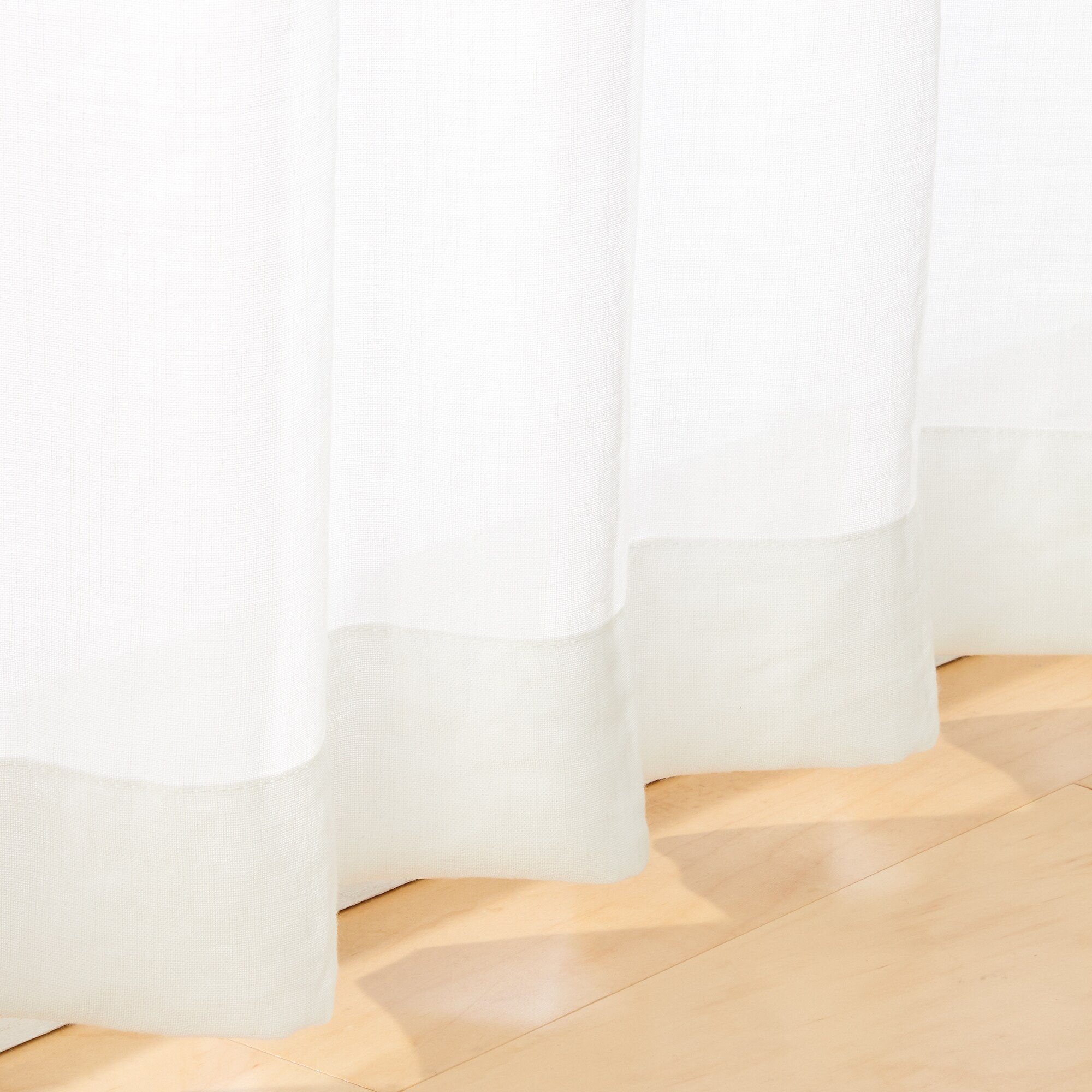 ポリエステル平織レースプリーツカーテン／オフ白