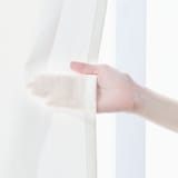 ポリエステル平織レースプリーツカーテン／オフ白