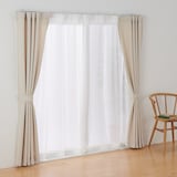 ポリエステル平織レースノンプリーツカーテン／オフ白