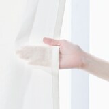 ポリエステル平織レースプリーツカーテン２倍ヒダ／オフ白