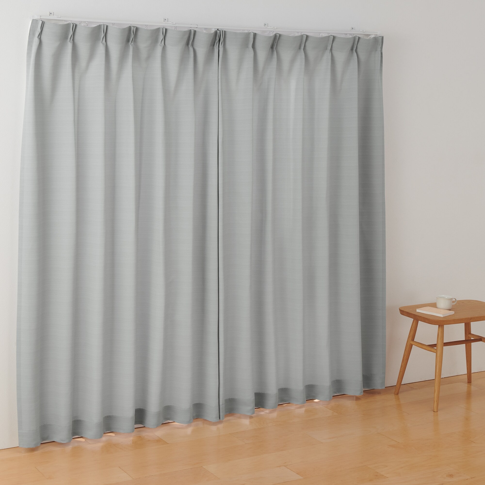 ポリエステルグログラン（防炎）プリーツカーテン／グレー | 無印良品