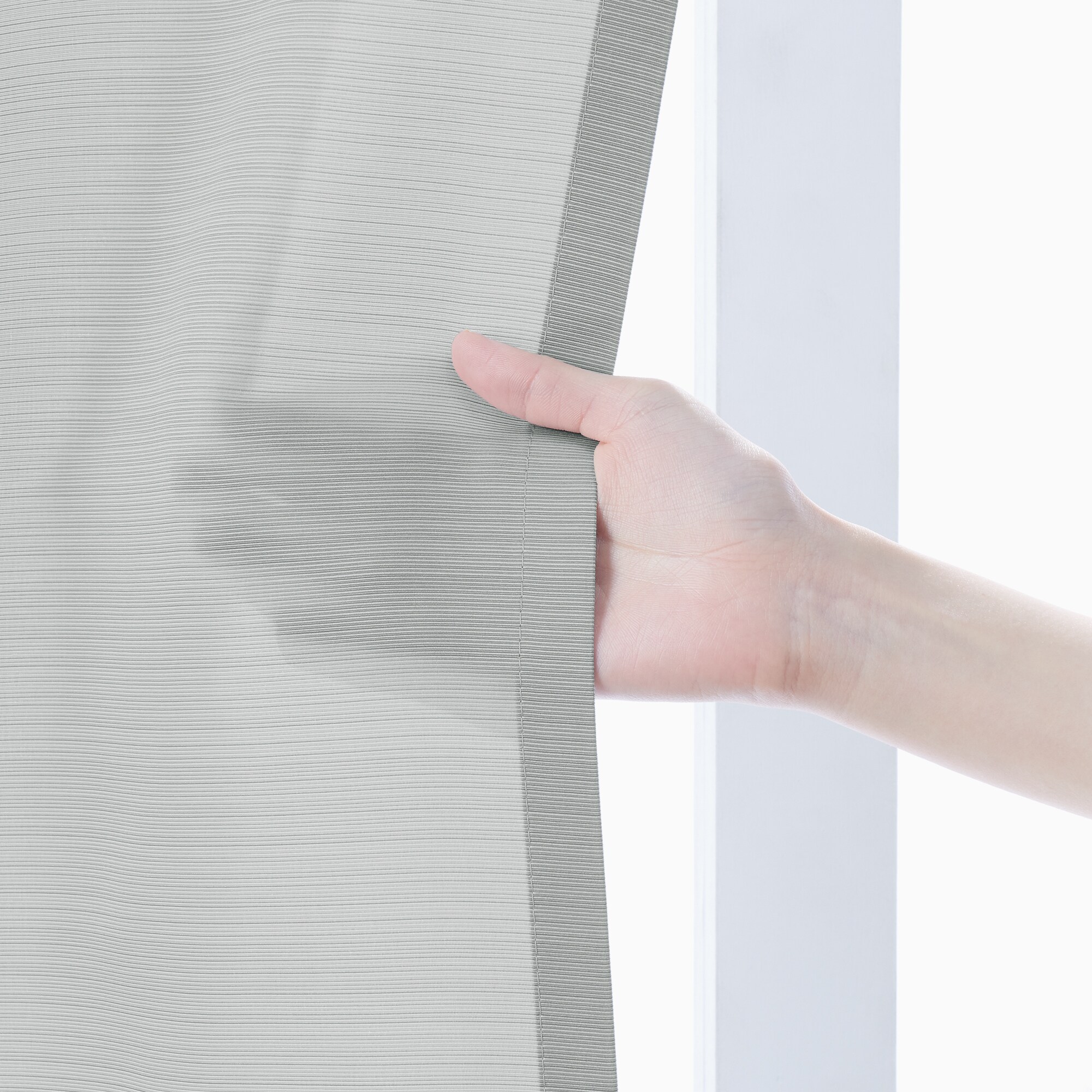 ポリエステルグログラン（防炎）プリーツカーテン／グレー | 無印良品