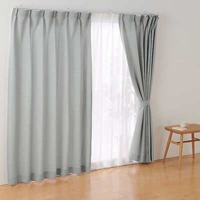 ポリエステルグログラン（防炎）プリーツカーテン／グレー