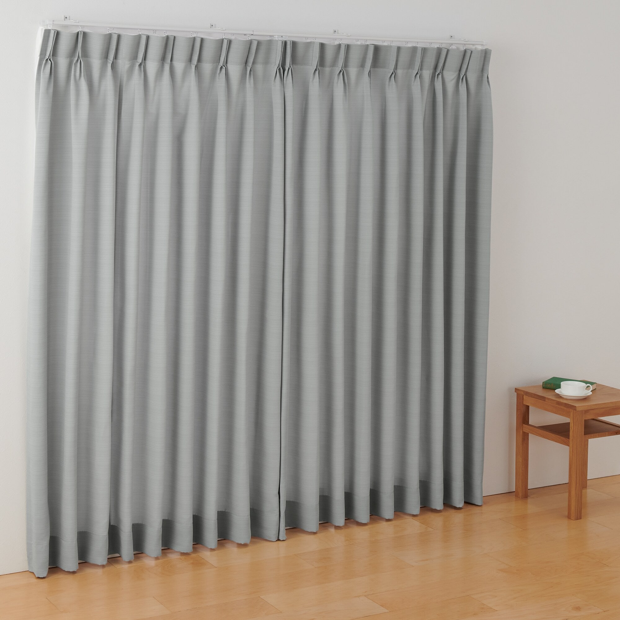 ポリエステルグログラン（防炎）プリーツカーテン２倍ヒダ／グレー