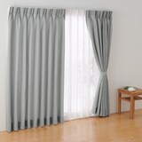 ポリエステルグログラン（防炎）プリーツカーテン２倍ヒダ／グレー