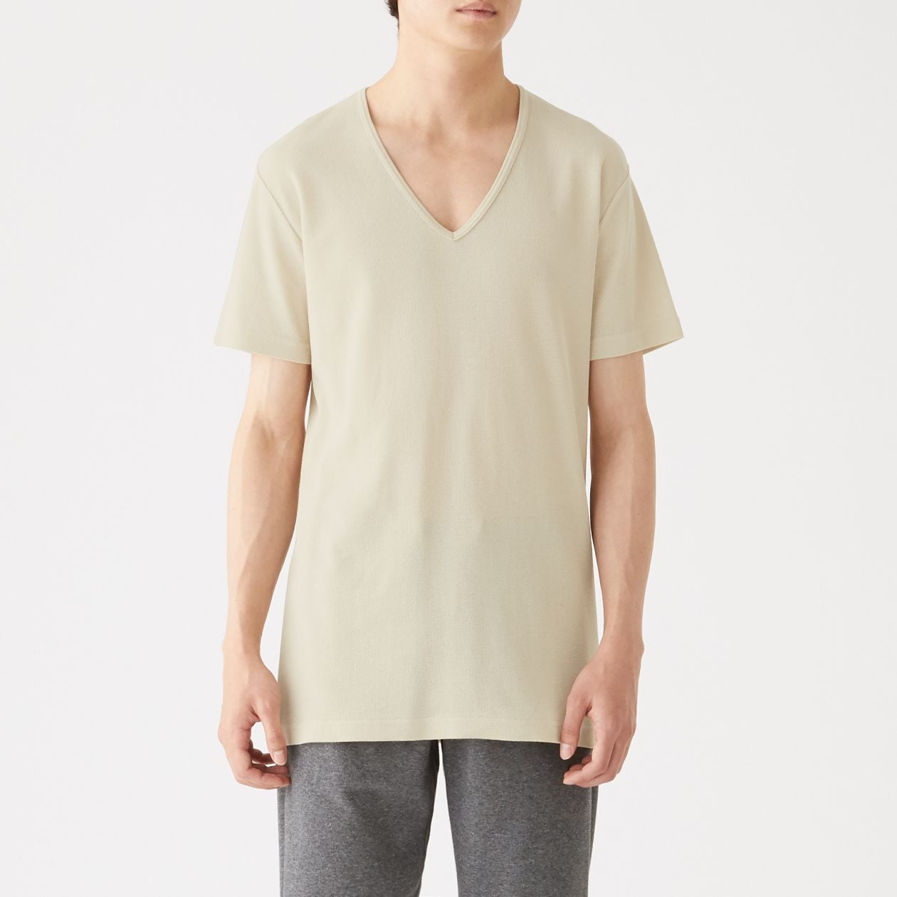 綿でさらっとvネック半袖tシャツ 紳士xs ライトベージュ アウトレット 紳士 インナー ホームウェア 通販 無印良品 綿でさらっとvネック半袖tシャツ 紳士xs ライトベージュ アウトレット 紳士 インナー ホームウェア 通販 無印良品
