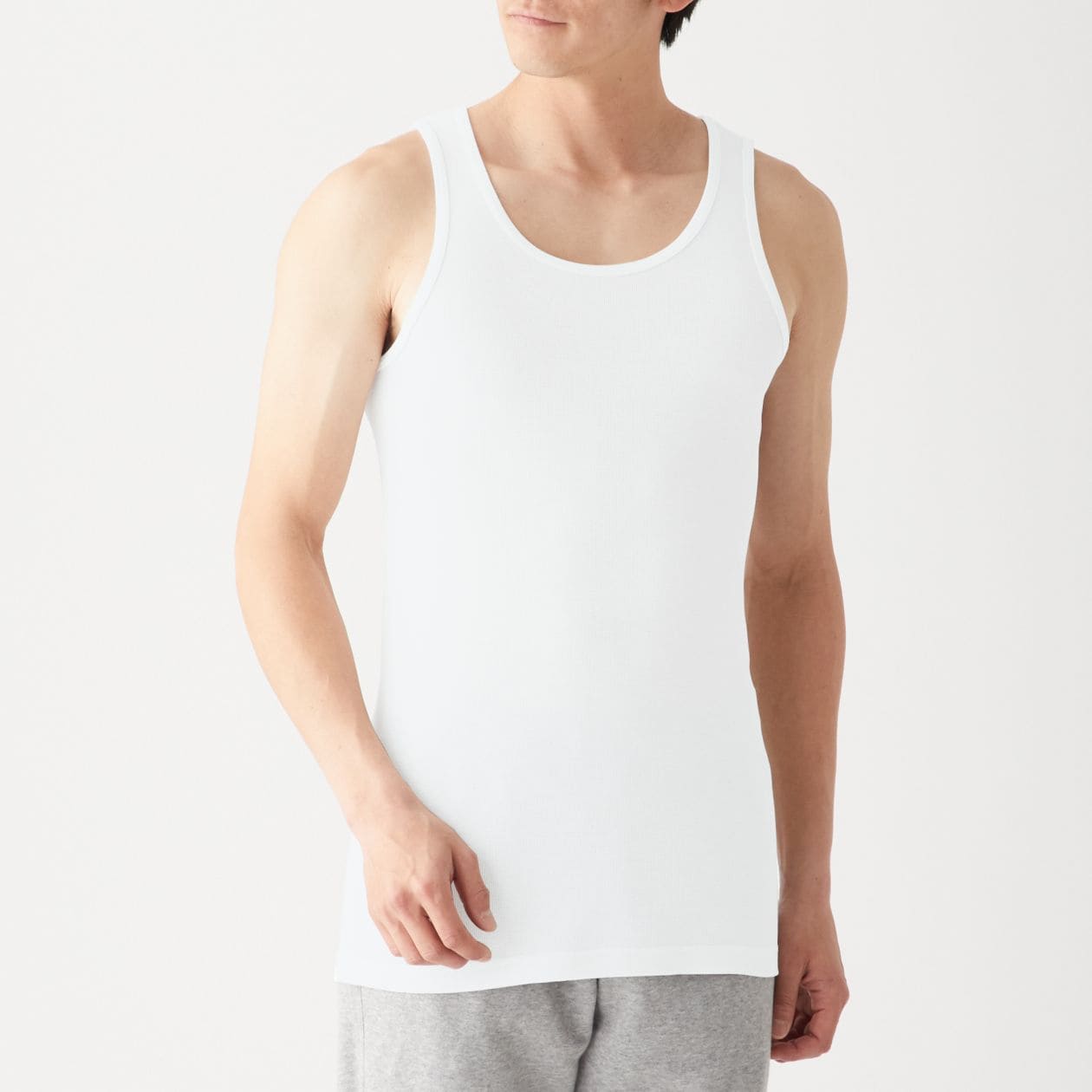 綿でさらっとタンクトップ 紳士ｘｌ 白 アウトレット 紳士 インナー ホームウェア 通販 無印良品