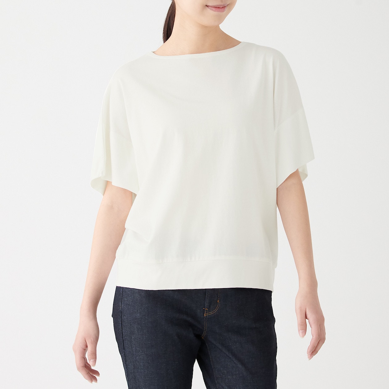 コットンレーヨンワイドドルマンｔシャツ 半袖 婦人ｘｓ ｓ 白 Tシャツ カットソー シャツ 半袖 婦人 レディース 通販 無印良品