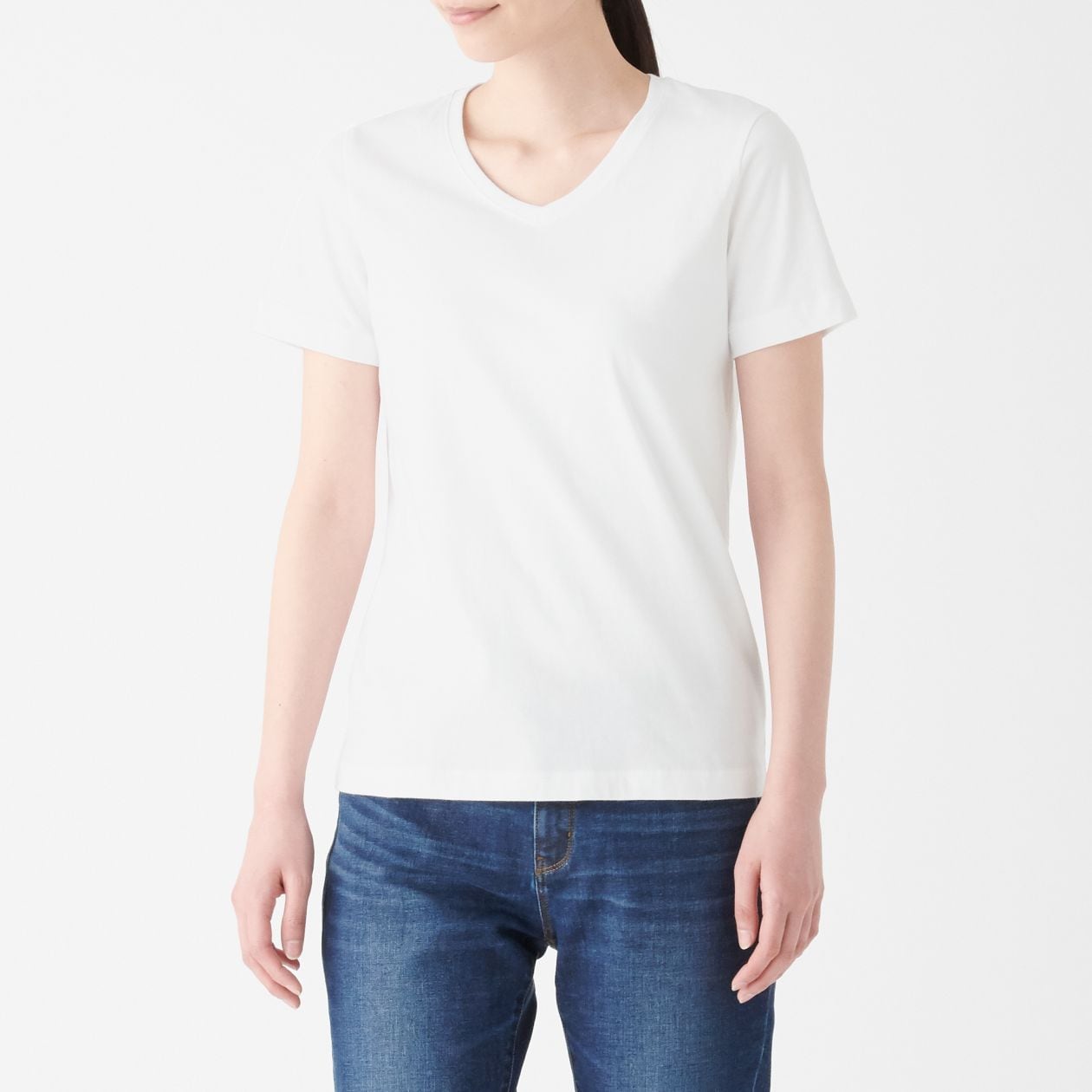 インド綿天竺編みｖネック半袖ｔシャツ 白 婦人ｍ 白 Tシャツ カットソー 半袖 婦人 レディース 通販 無印良品