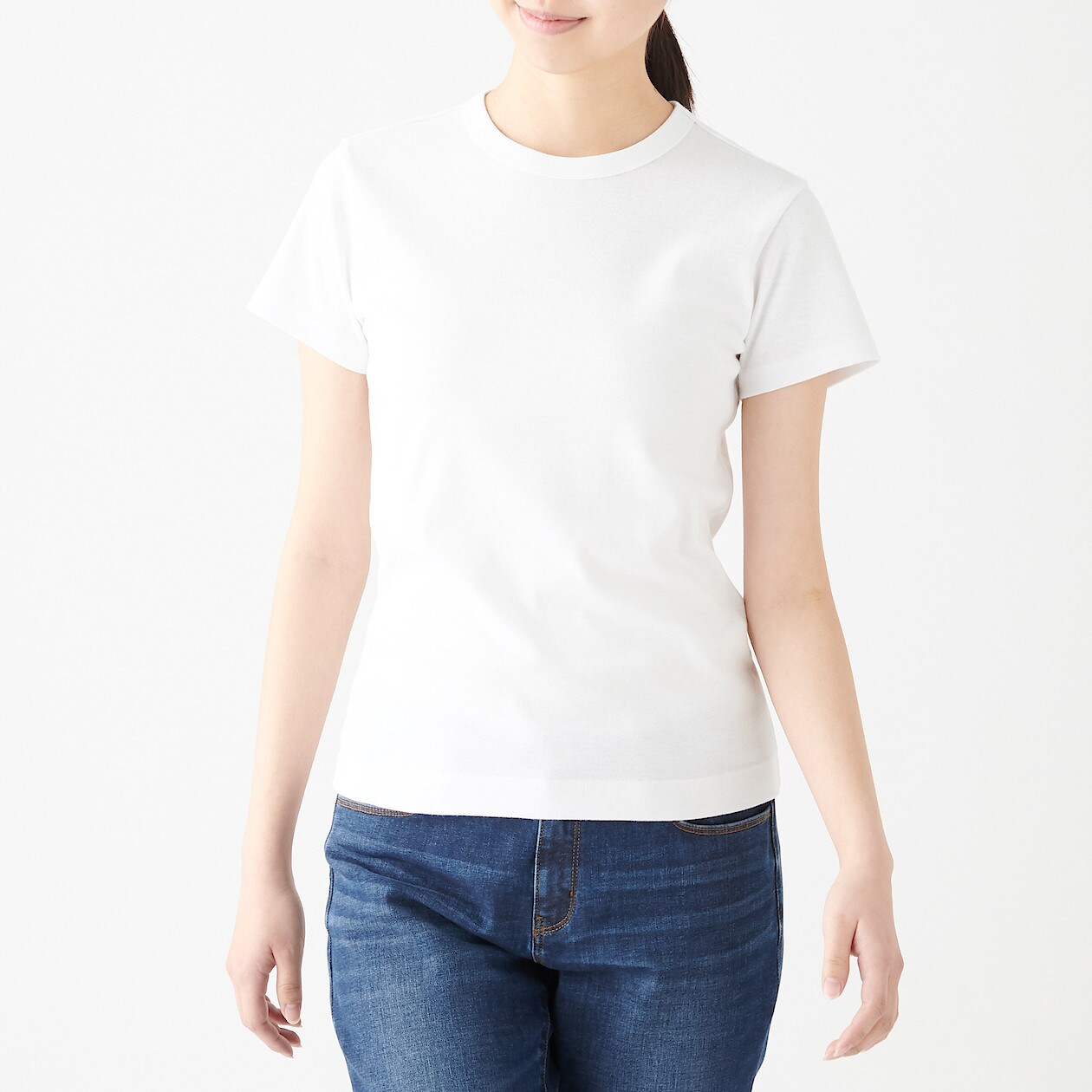 汗じみしにくいフライス編みクルーネック半袖ｔシャツ 婦人ｍ 白 Tシャツ カットソー 半袖 婦人 レディース 通販 無印良品