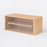 スチールユニットシェルフ用・ボックス・ガラス引き戸・オーク材