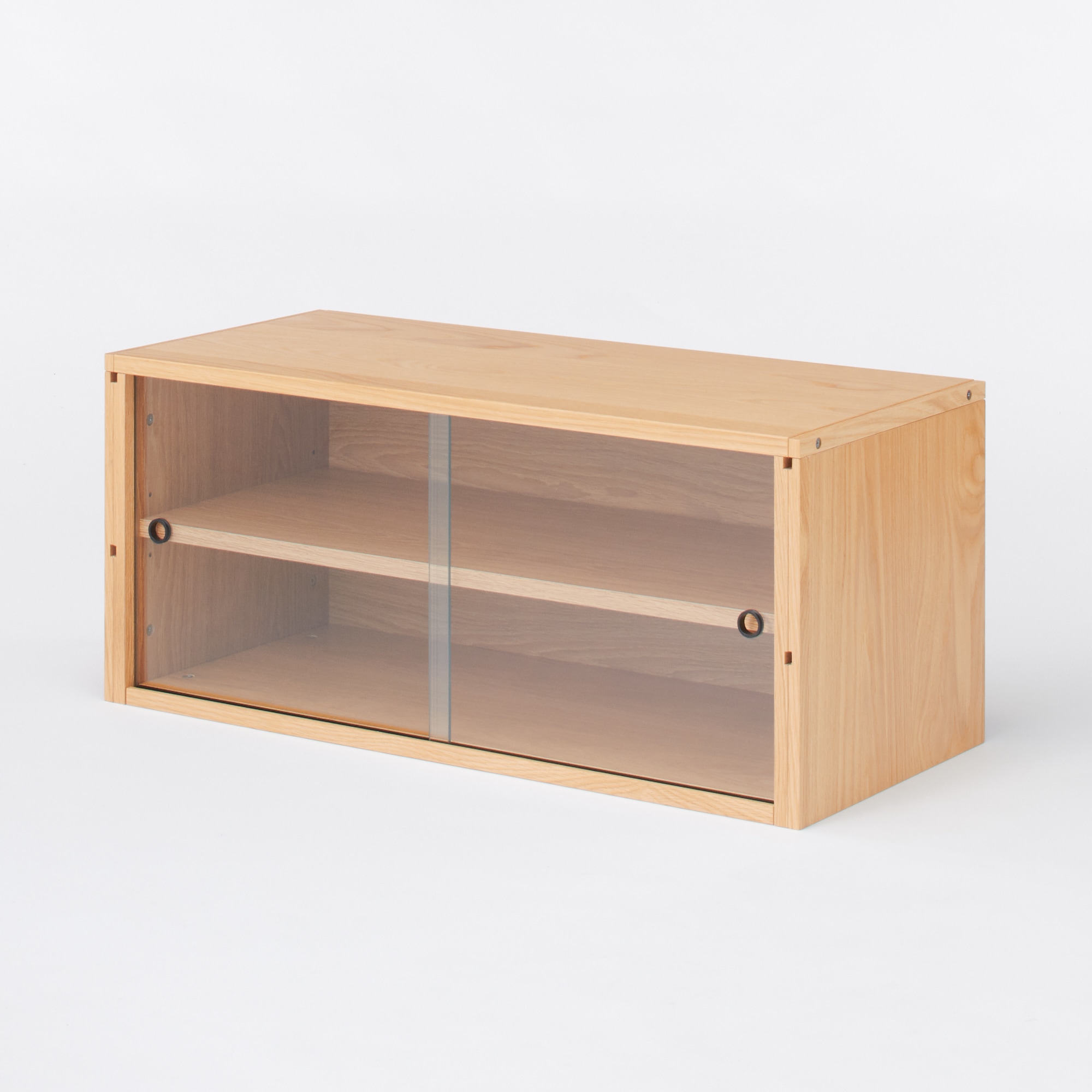 スチールユニットシェルフ用・ボックス・ガラス引き戸・オーク材