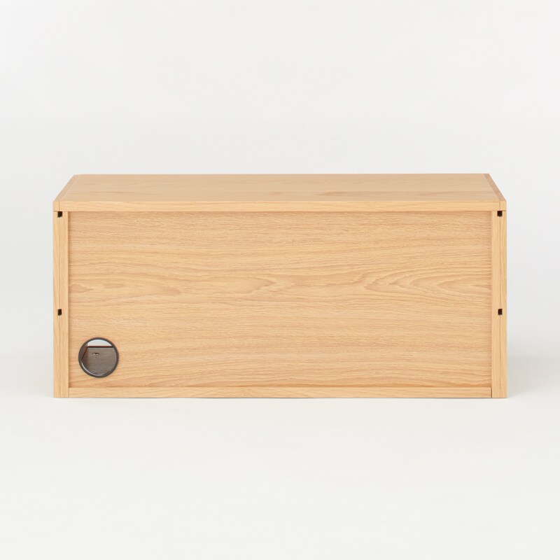 スチールユニットシェルフ用・ボックス・ガラス引き戸・オーク材  