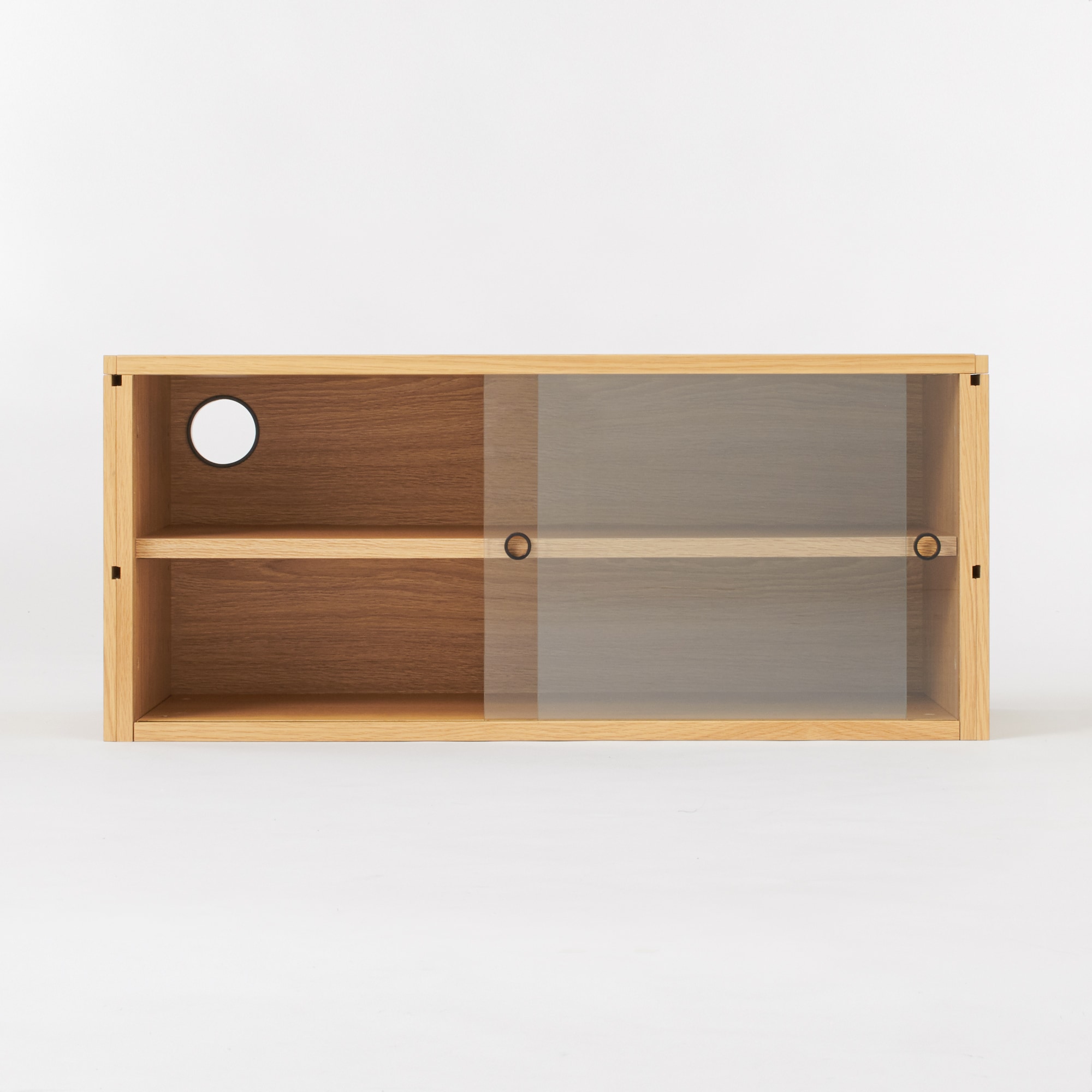 スチールユニットシェルフ用・ボックス・ガラス引き戸・オーク材