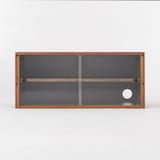 スチールユニットシェルフ用・ボックス・ガラス引き戸・ウォールナット材