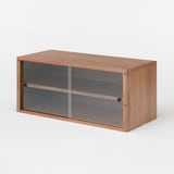 スチールユニットシェルフ用・ボックス・ガラス引き戸・ウォールナット材