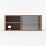 スチールユニットシェルフ用・ボックス・ガラス引き戸・ウォールナット材