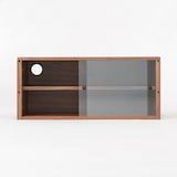 スチールユニットシェルフ用・ボックス・ガラス引き戸・ウォールナット材