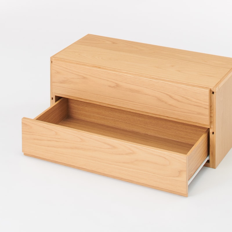 スチールユニットシェルフ用・ボックス・引出し・2段・オーク材  