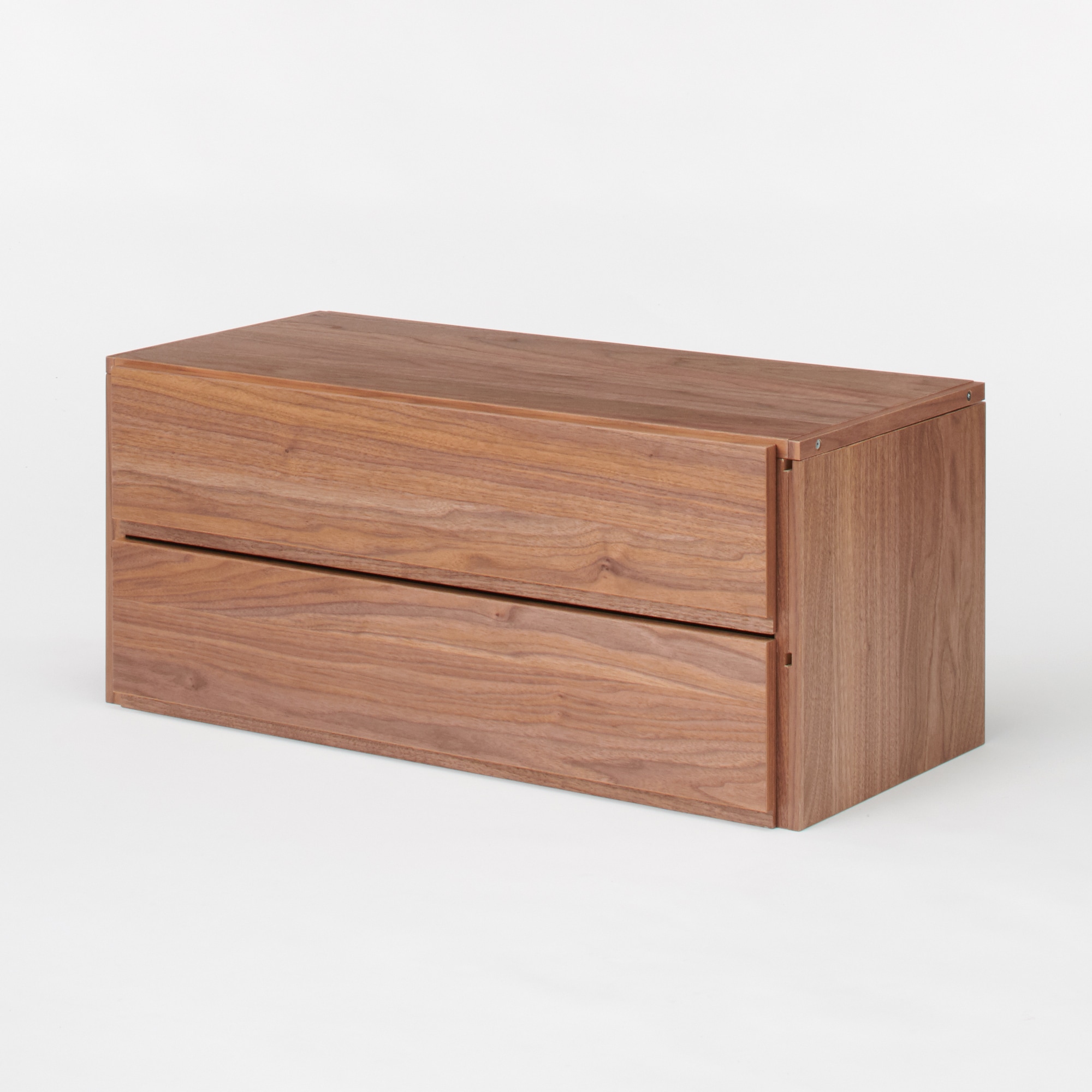 スチールユニットシェルフ用・ボックス・引出し・２段・ウォールナット材