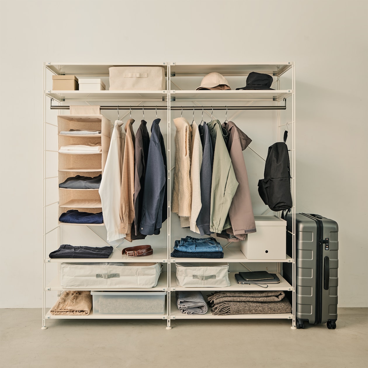 スチールユニットシェルフ・スチール棚セット・ワイド・大・ライトグレー